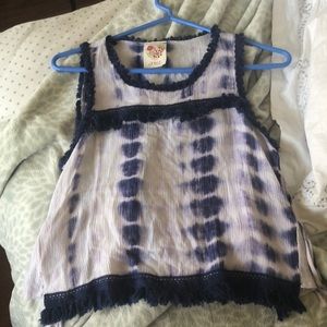 Blue/purple tank top with frills